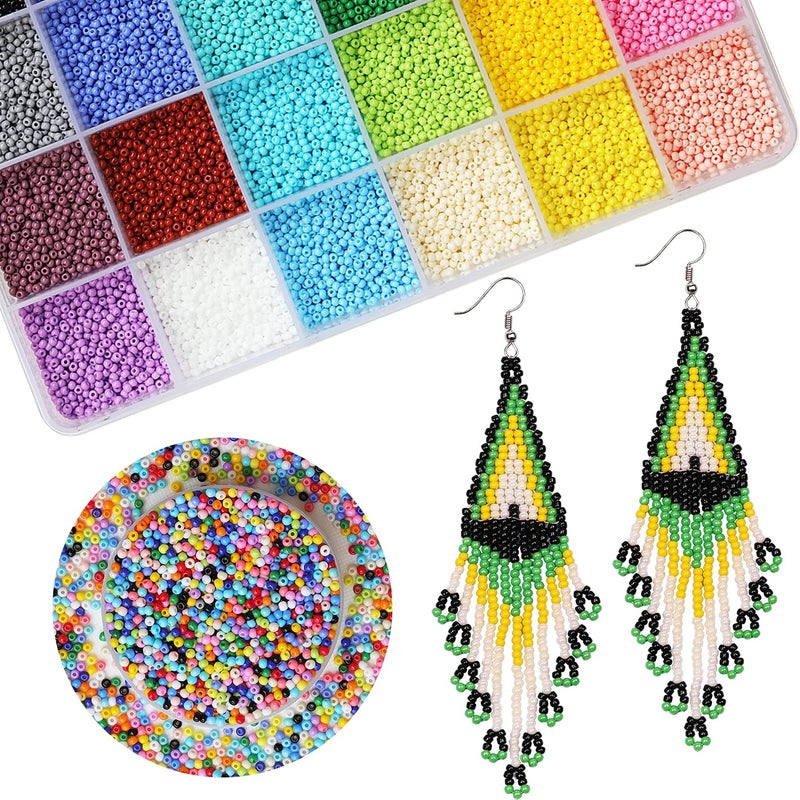 BALABEAD 2mm Round Size Almost Uniform Seed Beads with Beading Tool, About 18000pcs in Box 24 Multicolors Assortment 12/0 Small Glass Craft Seed Beads for Earring Making - Image 2